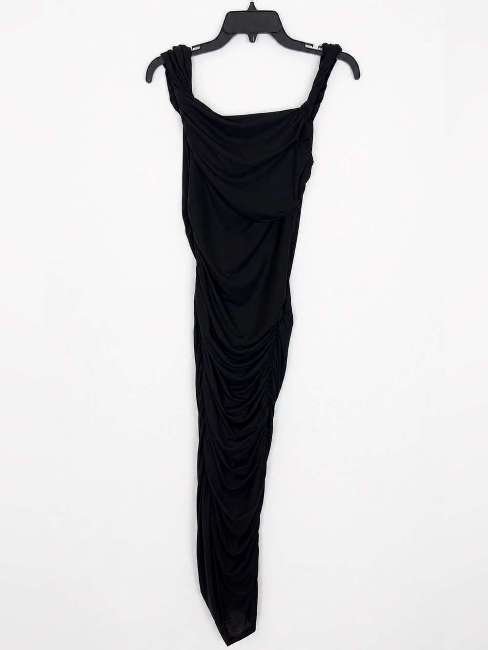 Reformation x Laura Harrier Alycia Black Knit Ruched Off Shoulder Midi Dress M - Picture 7 of 15